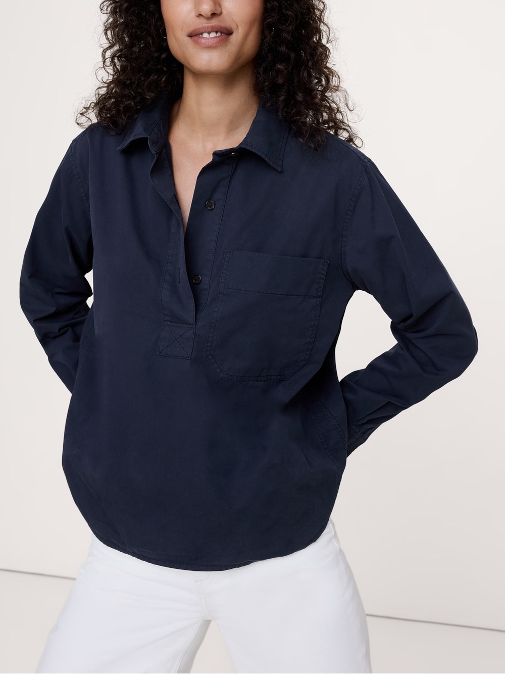 Banana Republic OVERSIZED COTTON TWILL POPOVER SHIRT